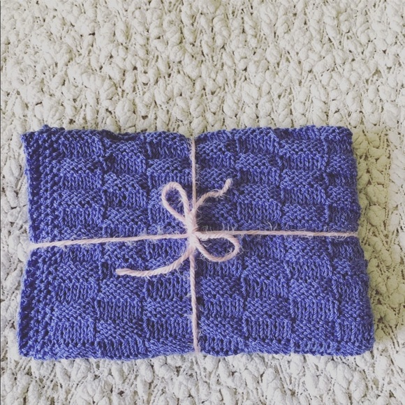 New hand knit purple girls baby blanket